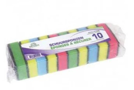SCUURSPONS ASSORTI KLEUREN 10 STK
